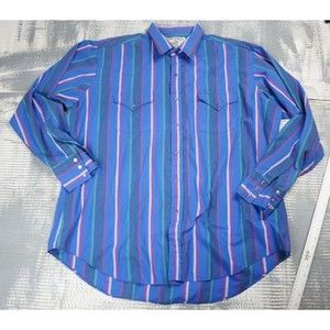 Ely Jeans Shirt Mens Extra Large Pearl Snap western stripe long sleeve Purple